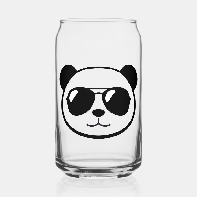 Cool panda with sunglasses can glass (Front)