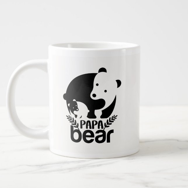 Cool Papa bear word art Giant Coffee Mug (Left)