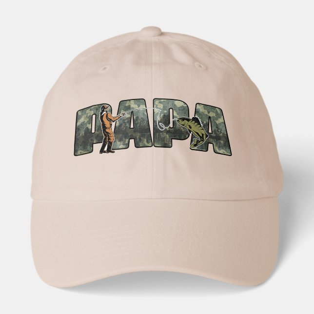Cool Papa Dad fishing word art  Hat (Front)