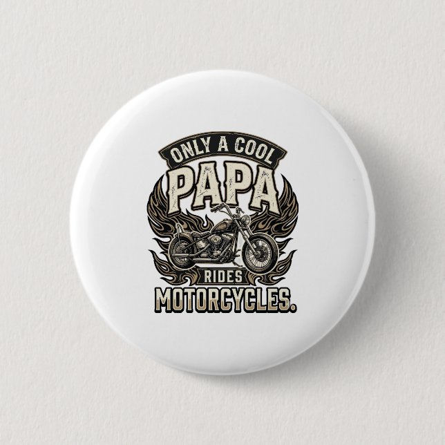 Cool Papa Motorcycle Vintage Biker Button (Front)