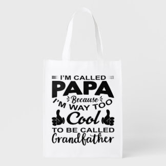"Cool Papa T-Shirt - I'm Way Too Cool to be Called Grocery Bag