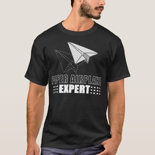 Cool Paper Airplane Expert  Funny Origami Plane T-Shirt (Front)