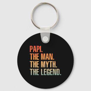 Cool Papi For Men Dad Grandpa Man Myth Legend Fath Keychain