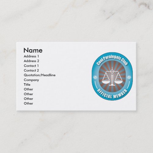 Cool Paralegals Club Business Card