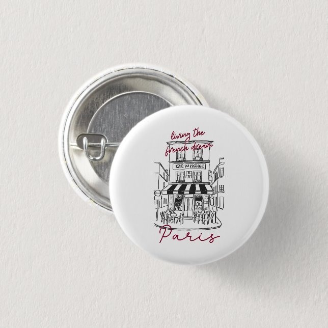 Cool Parisian Café – Iconic Paris Café Trotoir Button (Front & Back)