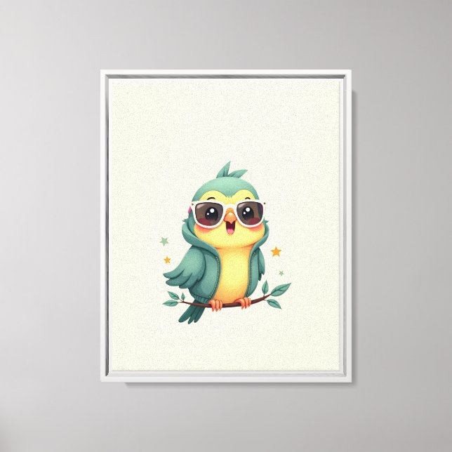 Cool Parrot Jungle Framed Canvas Wall Art (Front)