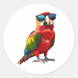 Cool Parrot with Sunglasses Classic Round Sticker