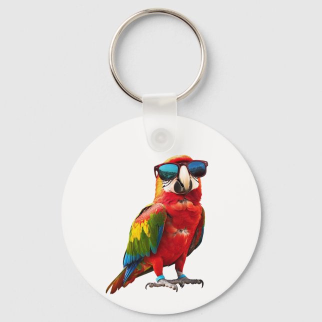 Cool Parrot with Sunglasses Keychain (Front)