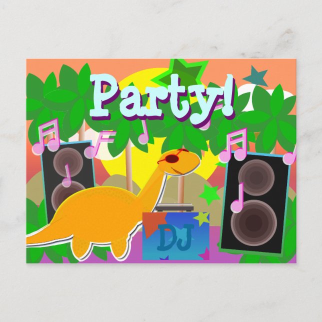 Cool Party DJ Dinosaur Postcard (Front)