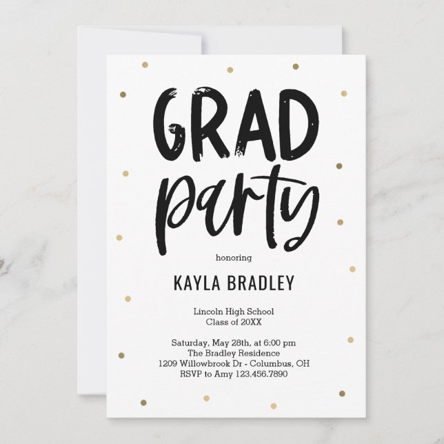 Cool Party Editable Color Graduation Invitation (Front)