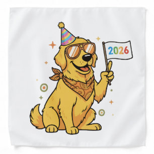 Cool Party Golden Retriever Dog Happy New Year Bandana
