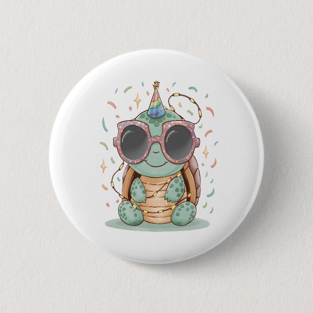 Cool Party Turtle Button (Front)