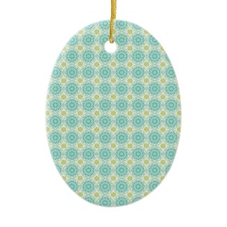 Cool Pastel Blue Retro Circle Pattern Easter Christmas Tree Ornaments