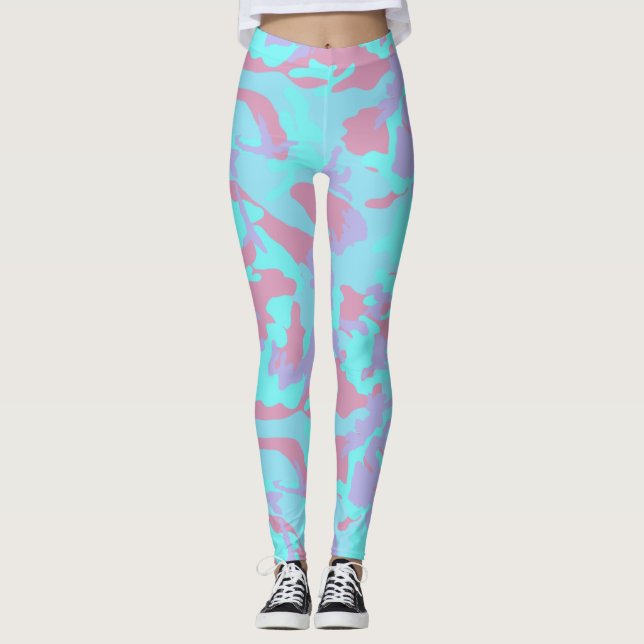 Cool Pastel Camo Pattern Leggings (Front)