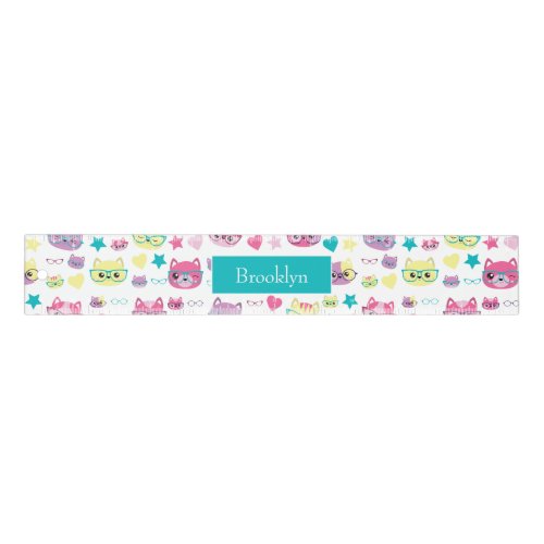 Cool Pastel Cats With Glasses Pattern Teal Ruler