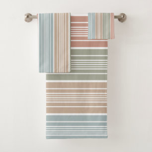 Cool Pastel Color Stripes Bath Towel Set