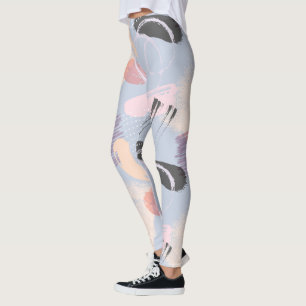 Cool pastel colors brushstrokes collage leggings