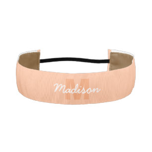 Cool pastel peach color with Custom Monogram name Athletic Headband