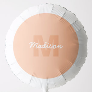 Cool pastel peach color with Custom Monogram name Balloon