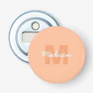 Cool pastel peach color with Custom Monogram name Bottle Opener