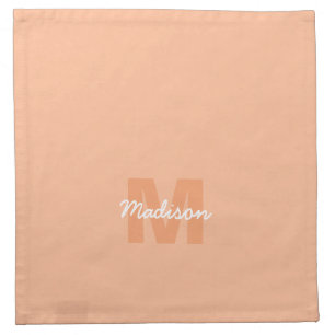 Cool pastel peach color with Custom Monogram name Cloth Napkin