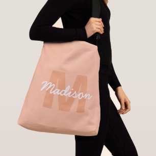Cool pastel peach color with Custom Monogram name Crossbody Bag