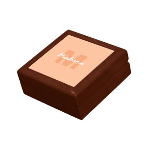 Cool pastel peach color with Custom Monogram name Gift Box