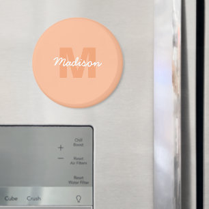 Cool pastel peach color with Custom Monogram name Magnet