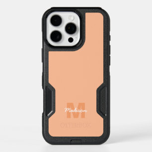 Cool pastel peach color with Custom Monogram name iPhone 16 Pro Max Case