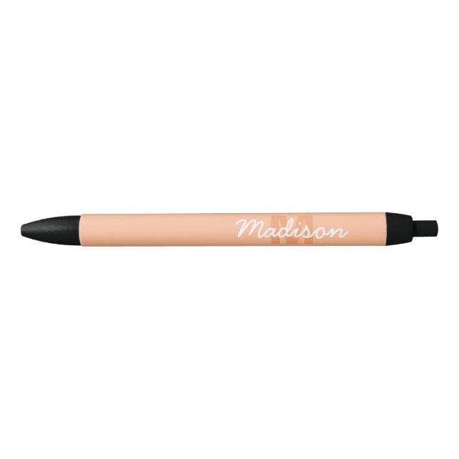 Cool pastel peach color with Custom Monogram name Pen (Front)