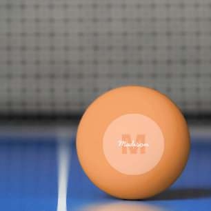 Cool pastel peach color with Custom Monogram name Ping Pong Ball
