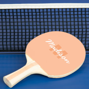 Cool pastel peach color with Custom Monogram name Ping Pong Paddle