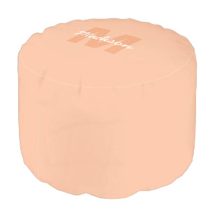 Cool pastel peach color with Custom Monogram name Pouf