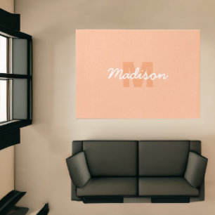 Cool pastel peach color with Custom Monogram name Rug