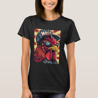 Cool Patriotic Chicken Merica American Flag Chicke T-Shirt