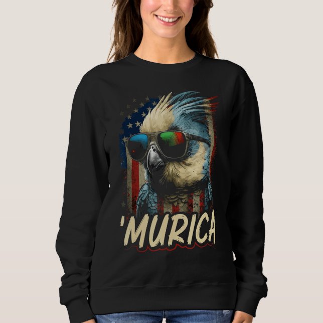 Cool Patriotic Cockatiel Bird Murica 4th of July C Sweatshirt (Front)