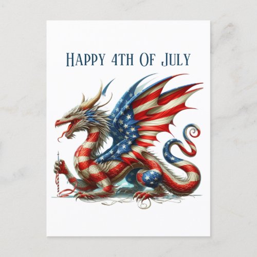 Cool Patriotic dragon add message  Holiday Postcard