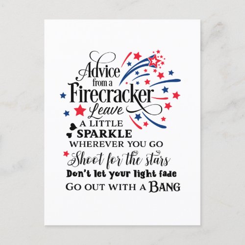 cool Patriotic firecracker advice Holiday Postcard