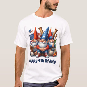 Cool Patriotic gnomes Baseball July 4th  T-Shirt