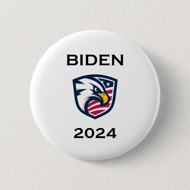 Cool Patriotic Joe Biden 2024 Election Eagle Button (Front)