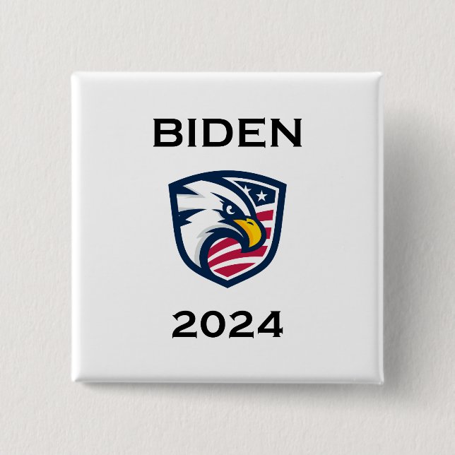 Cool Patriotic Joe Biden 2024 Election Eagle Button (Front)