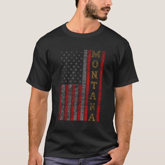 Cool Patriotic Montana Usa - Us Flag Gift Idea T-Shirt (Front)
