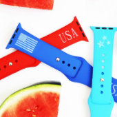 Cool Patriotic U.S. A. Silicone Apple Watch Band (Front)
