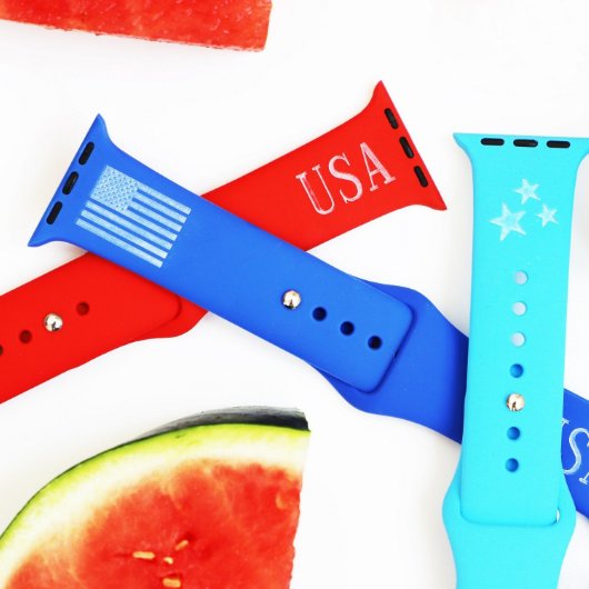 Cool Patriotic U.S. A. Silicone Apple Watch Band (Front)