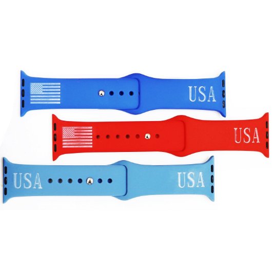 Cool Patriotic U.S. A. Silicone Apple Watch Band (Front)