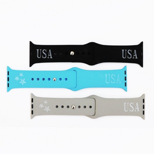Cool Patriotic U.S. A. Silicone Apple Watch Band (Front)