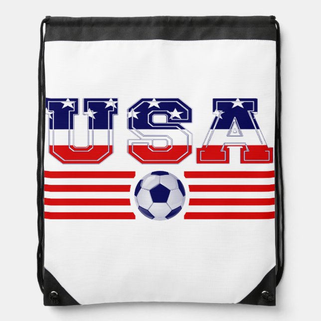 Cool Patriotic U.S.A SOCCER Drawstring Bag (Front)