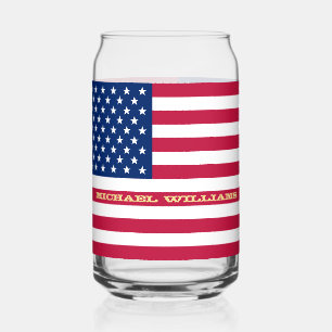 Cool Patriotic USA American Flag Classic Beverage Can Glass