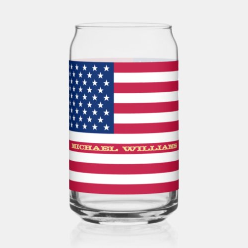 Cool Patriotic USA American Flag Classic Beverage Can Glass