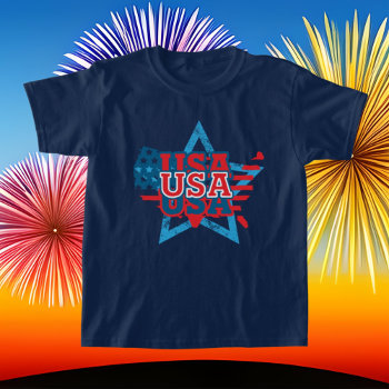 Cool Patriotic Usa Star Kids Unisex T-shirt by DoodlesHolidayGifts at Zazzle